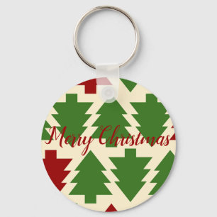 Green and Red Christmas Tree Beverage Keychain