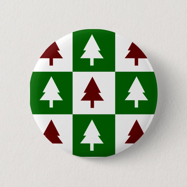 Green and Red Christmas Trees 2 Inch Round Button (Front)