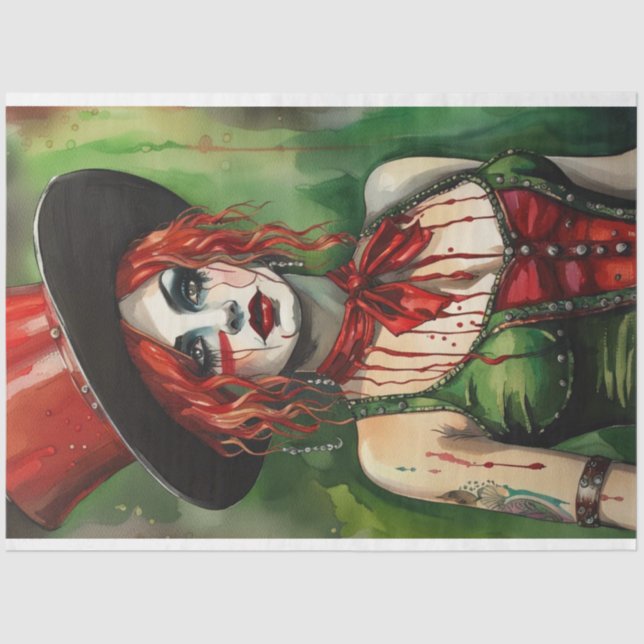 Green and Red Circus Ring Leader Decoupage  Tissue Paper (Front)