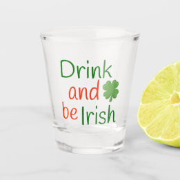 Green and Red Clover St Patricks Day Shot Glass