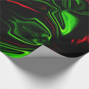 Green and red curved strokes on dark background wrapping paper