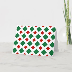 Green and Red Diamonds on White Holiday Card