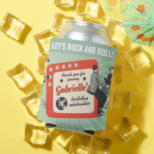 Green and Red Fifties Rockabilly Birthday Party Can Cooler