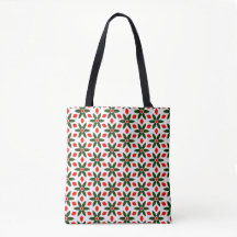 Green and red floral patterned Tote