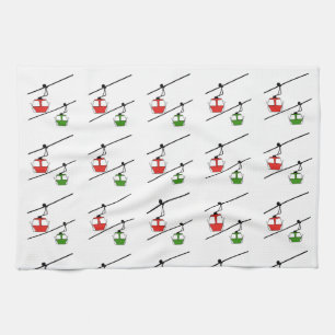 Green and red gondolas Christmas kitchen towels