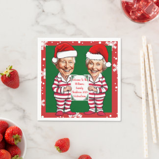 Green and red Grandma and Grandpa Xmas Napkin