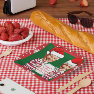 Green and red Grandma and Grandpa Xmas Paper Plate