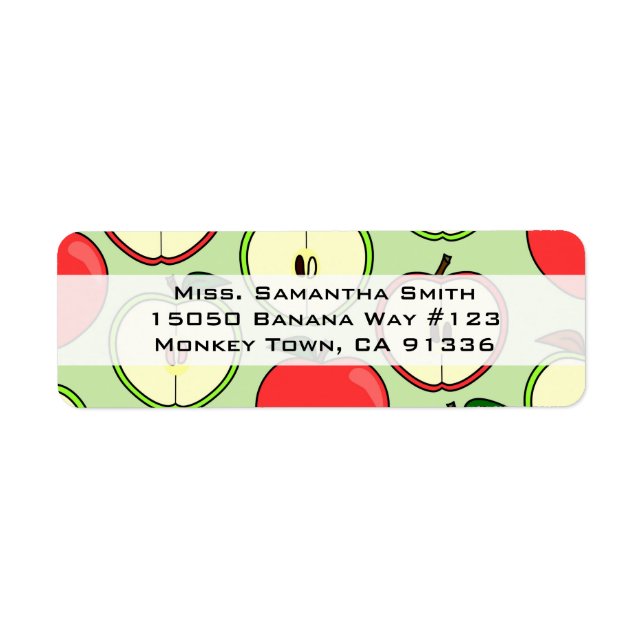 Green and Red Half Apple Print Address Label (Front)