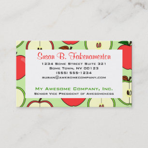 Green and Red Half Apple Print Business Card
