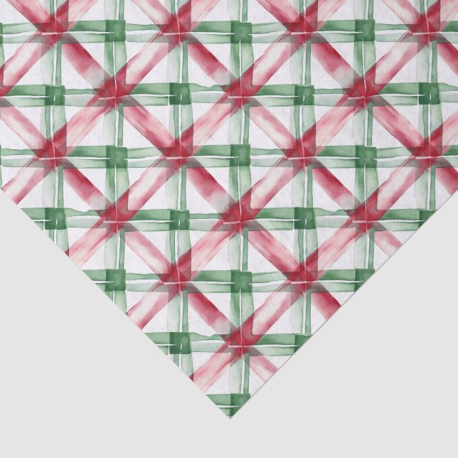 Green and Red Holiday Pattern Tissue Paper (Detail)