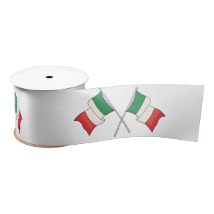 Green and Red Italian Flag Pattern Satin Ribbon