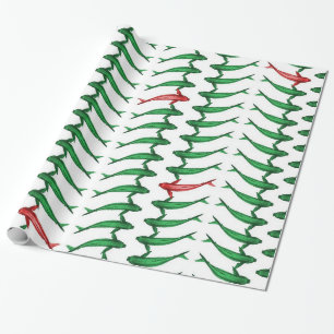 Green and Red Koi Fish Gift Wrap