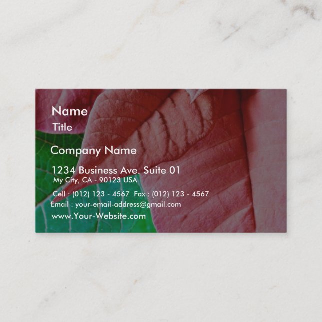 Green And Red Leaves Business Card (Front)