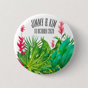 Green and Red Leaves Wedding Birthday 2 Inch Round Button