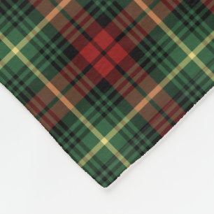 Green and Red Martin Clan Tartan Fleece Blanket
