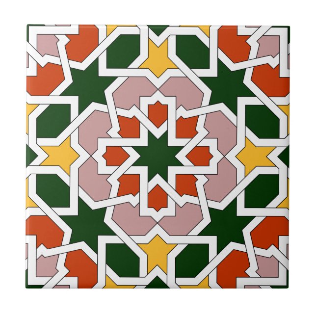 Green and red Moroccan tile mosaic 01 in (Front)
