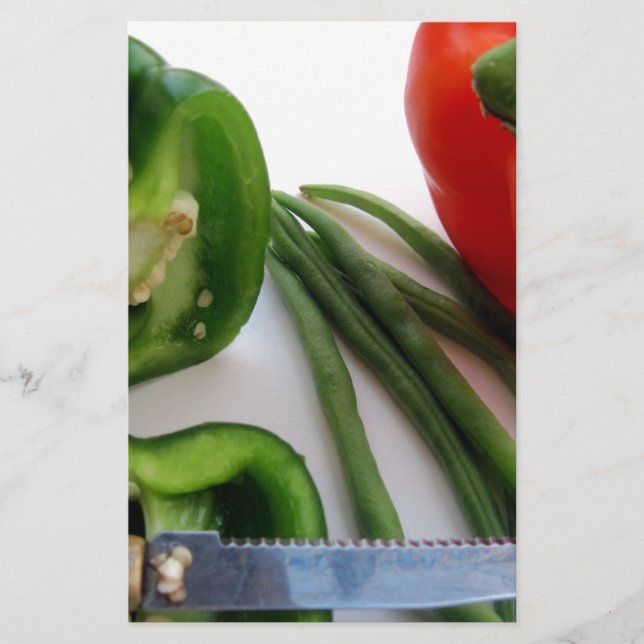 Green and Red Peppers with Beans Stationery (Front)