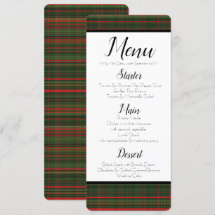 Green and Red Plaid Menu Invitation