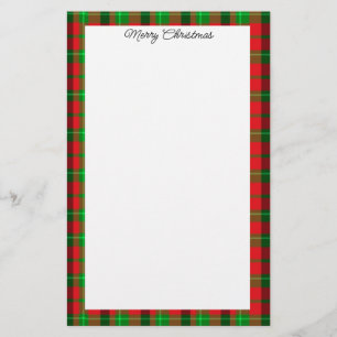 Green And Red Plaid Pattern Stationery
