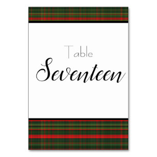 Green and Red Plaid Table Number