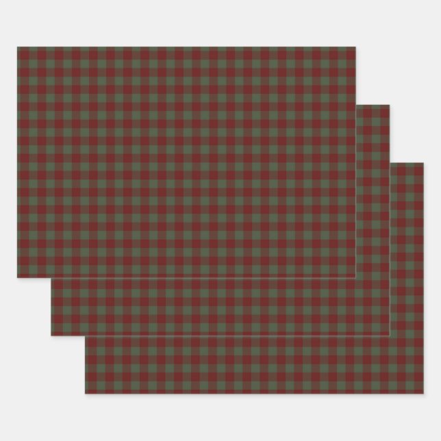 Green and Red Plaid Wrapping Paper Sheet (Set)