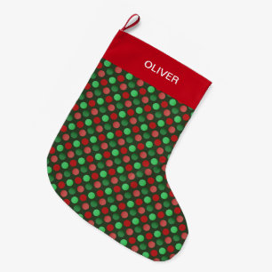 Green and Red Polka Dots Large Christmas Stocking
