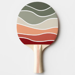 Green and red retro style waves design ping pong paddle