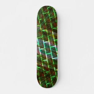 Green and red stained, scratches and wall effect skateboard