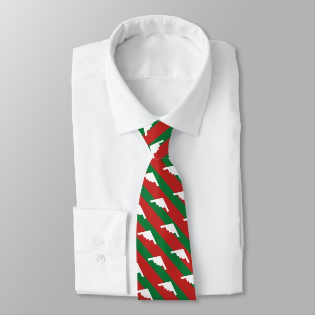 Green and Red Stripe B2 Bomber Pattern Christmas Tie (Tied)