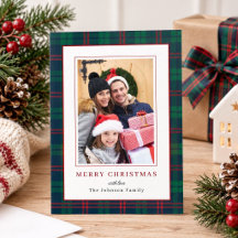 Green and Red Tartan border Photo Christmas