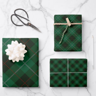 Green and Red Tartan Plaid Christmas Wrapping Paper Sheet