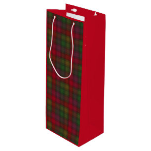 Green and red, tartan wine gift bag