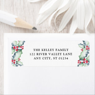 Green and Red Watercolor Holly