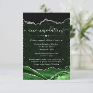 Green and Silver Agate Wedding Accommodations Enclosure Card