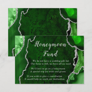 Green and Silver Agate Wedding Honeymoon Fund Enclosure Card