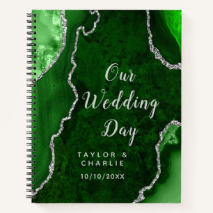 Green and Silver Agate Wedding Planner Notebook