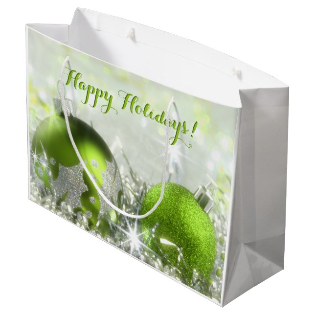 Green And Silver Christmas Gift Bag (Back Angled)