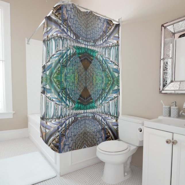 Green and silver eye-like x-large pattern (In Situ)