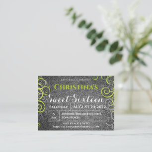 Green and Silver Glitter Birthday Invitation