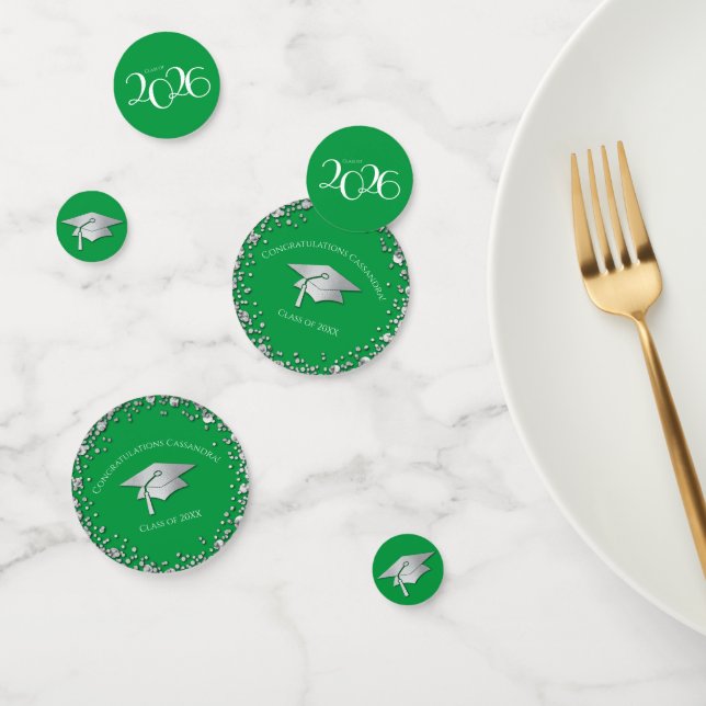 Green and Silver Graduation Confetti (Group)