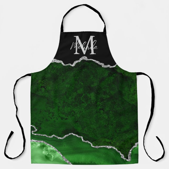 Green and Silver Marble Agate Apron (Front)