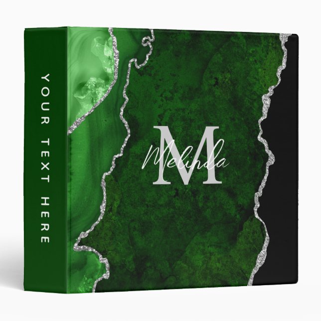 Green and Silver Marble Agate Binder (Front/Spine)