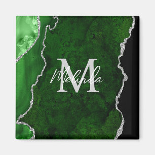 Green and Silver Marble Agate Magnet