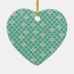 Green and Silver Moroccan Ceramic Ornament