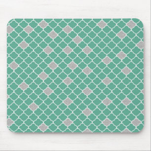 Green and Silver Moroccan Mouse Pad