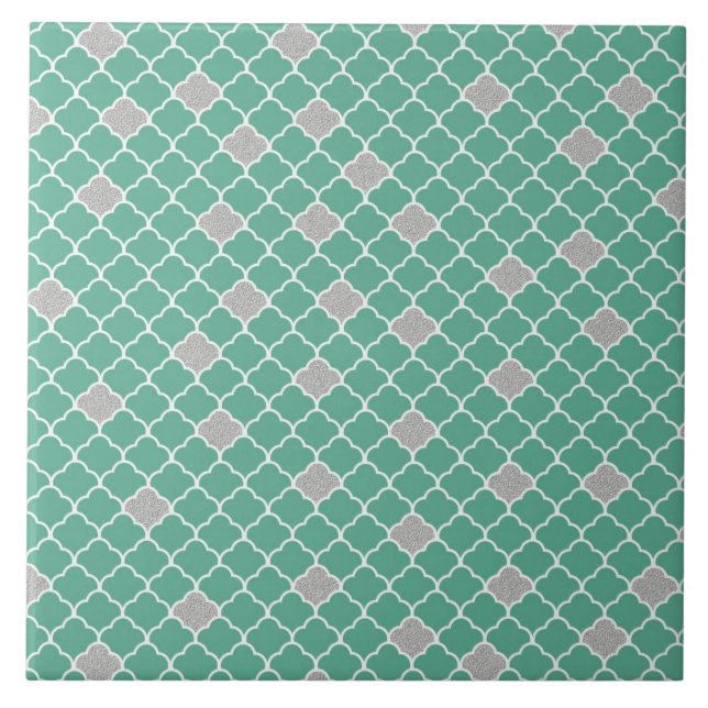 Green and Silver Moroccan Tile (Front)