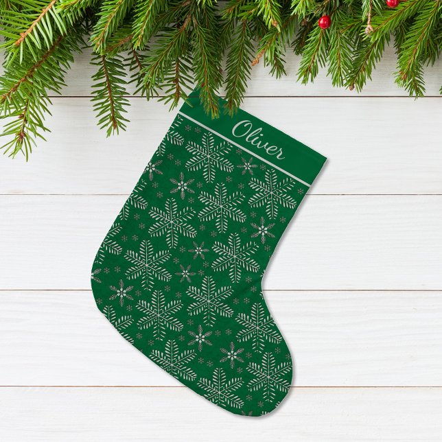 Green and Silver Personalized Large Christmas Stocking (Creator Uploaded)