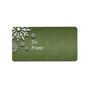 Green and SIlver Snowflake Gift Tag