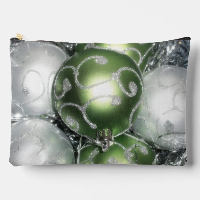 'Green and Silver Sparkle'  Large Accessory Bag (Front)