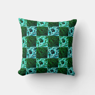 Green and sky blue chess or cyan, with rectangle throw pillow